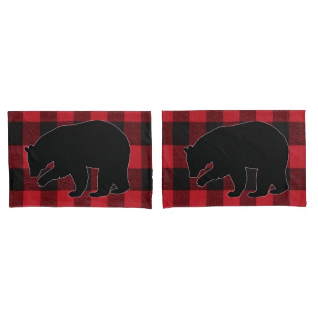 Housse D'oreillers Coques Coussins personnalisées Ours rouge bison pl (devant-Set)