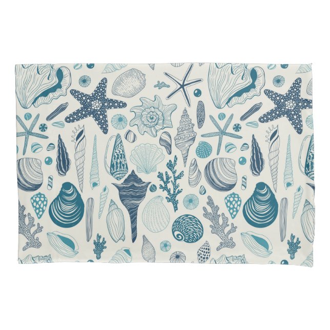 Housse D'oreillers Coques de mer sur blanc (devant-gauche)