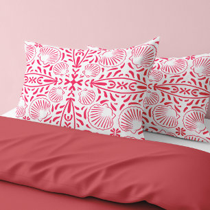 Housse D'oreillers Coquillages roses rouges Coral Modern Bold Beach H