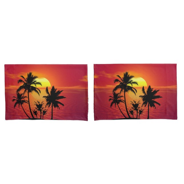 Housse D'oreillers Coucher du soleil tropical (devant-Set)