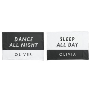 Housse D'oreillers Couple noir blanc danse toute la nuit dormir toute