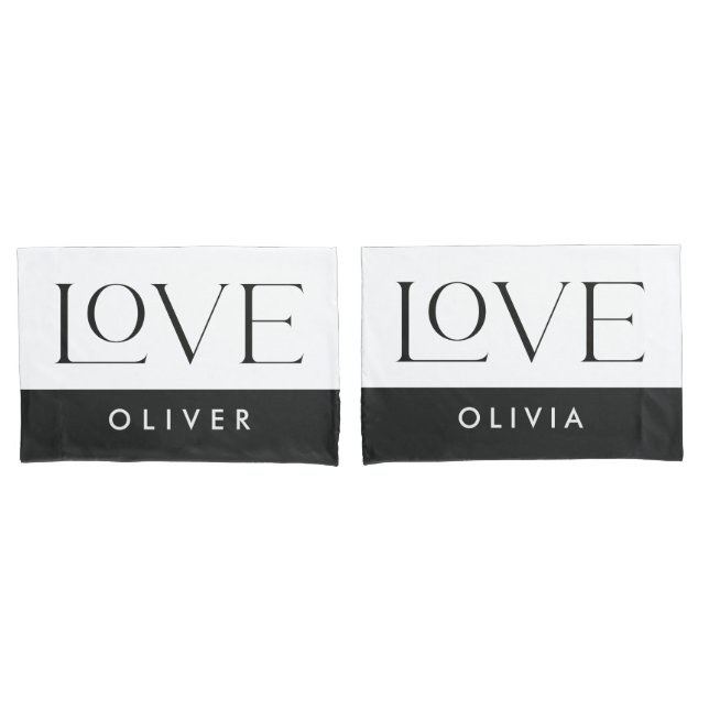 Housse D'oreillers Couple noir blanc serif amour typographie moderne (devant-Set)