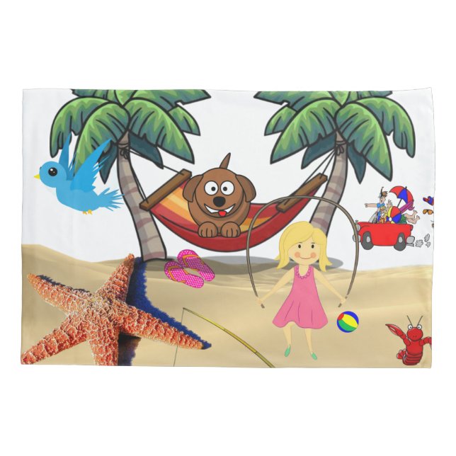 Housse D'oreillers Coussin Coque Beach Chien Starfish Sable (Dos)