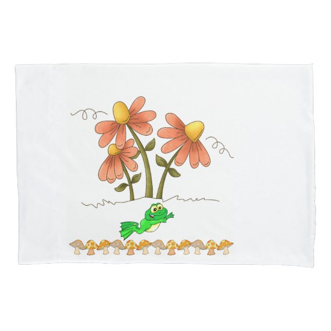 Housse D'oreillers Coussin Coque Grenouille blanche Champignons Flora (devant)