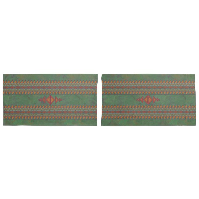 Housse D'oreillers Coussin de conception géométrique vert Sagebrush s (devant-Set)