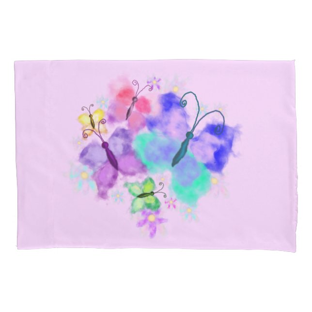 Housse D'oreillers Coussin de papillons d'aquarelle (devant)