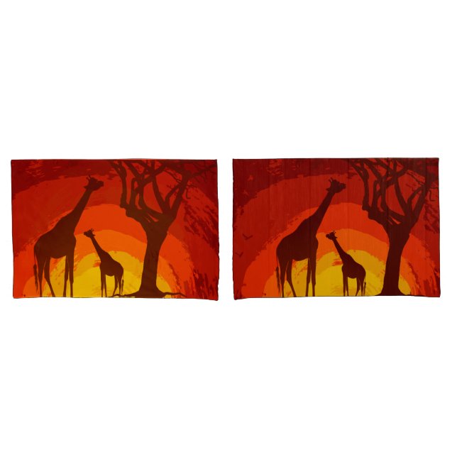 Housse D'oreillers Coussin personnalisé Coques africains Safari Giraf (devant-Set)