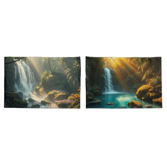 Housse D'oreillers Coussins avec une cascade apaisante (Dos-Set)