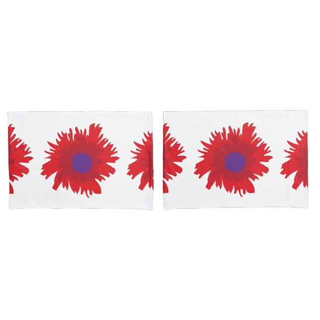 Housse D'oreillers Coussins de pavot à fleurs rouges (devant-Set)