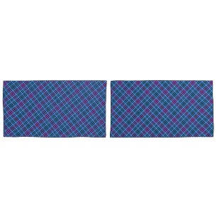 Housse D'oreillers Couvercles de Pillowcase - Tartan bleu rose violet