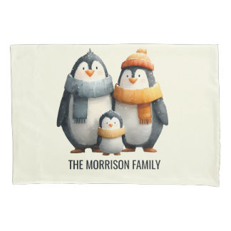 Housse D'oreillers Cozy Winter Penguin Family