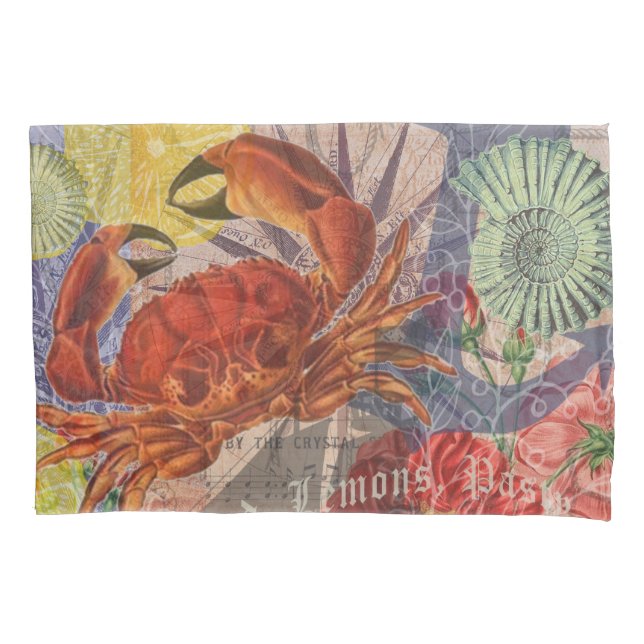 Housse D'oreillers Crabe Plage Nautique Art de la mer (devant)