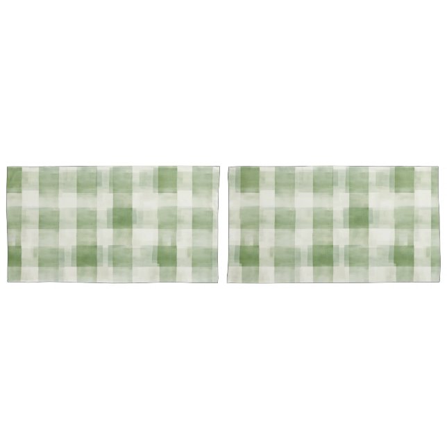 Housse D'oreillers Cream Green Plaid   (devant-Set)