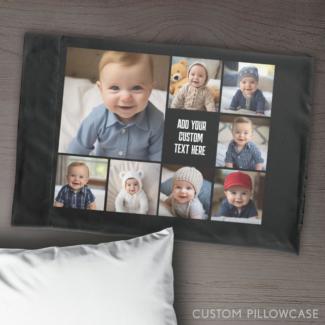 Housse D'oreillers Créer un collage photo personnalisé avec 8 photos (Create Your Own Photo Collage Pillowcase)