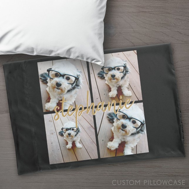 Housse D'oreillers Créez votre propre collection de photos 4 - Nom du (Custom Pillowcase)