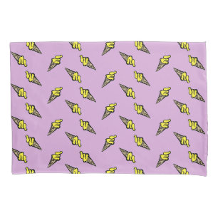 Housse D'oreillers Crème glacée jaune sur violet