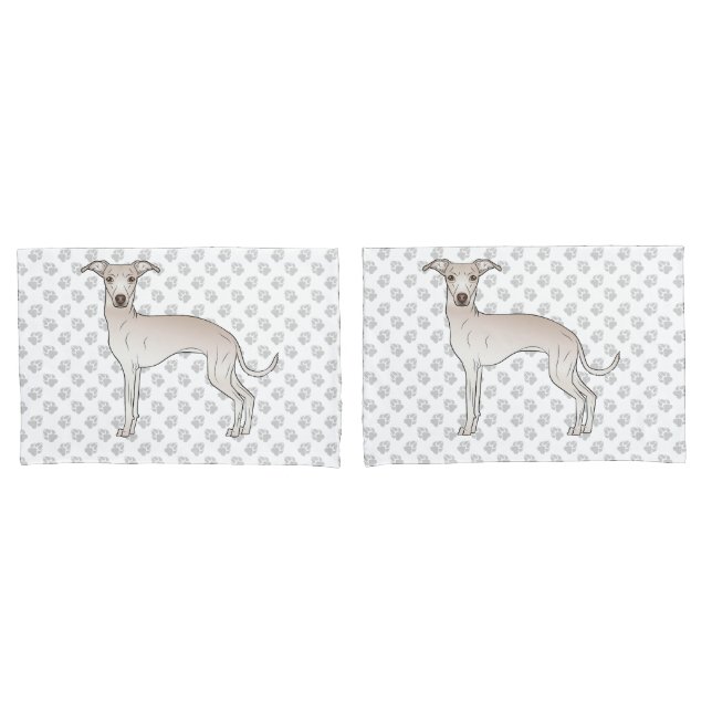 Housse D'oreillers Crème Italien Greyhound Dessin Chien avec pattes (devant-Set)