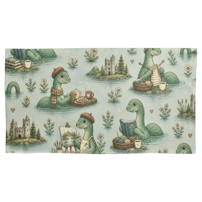 Housse D'oreillers Cryptides cosy Nessie Monstre du Loch Ness loisirs (devant)