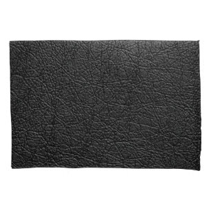 Housse D'oreillers Cuir noir : texture de closeup transparente.