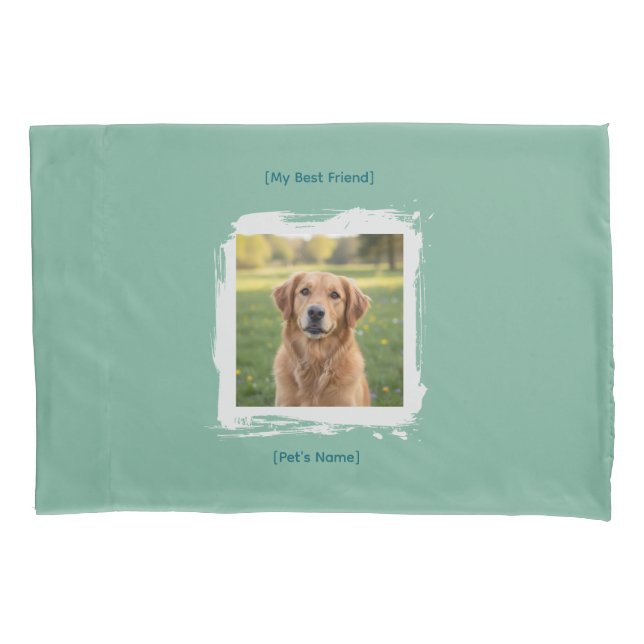Housse D'oreillers Custom Pet Photo & Name Brushstroke Bed Pillowcase