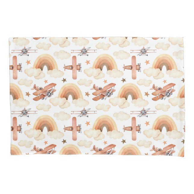 Housse D'oreillers Cute aquarelle Rainbow Motif d'avion (devant)