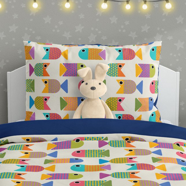 Housse D'oreillers Cute Fish Pattern on Cream (Créateur téléchargé)