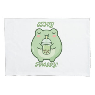Housse D'oreillers Cute Froggy Bubble Tea Pillow Cover – Kawaii Frog 