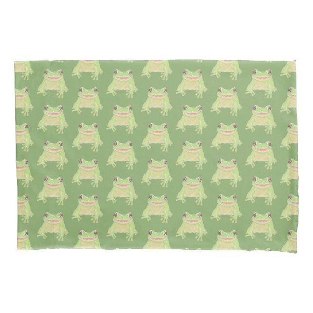 Housse D'oreillers Cute Green Tree Frog - transsp motif. (devant)