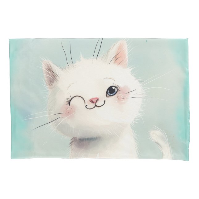 Housse D'oreillers Cute Kitten blanc (devant)