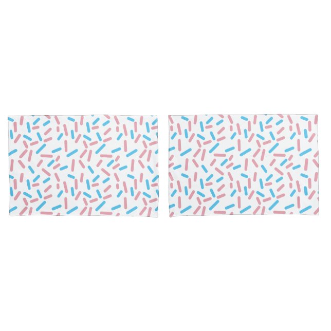 Housse D'oreillers Cute Pastel bleu rose Motif géométrique (devant-Set)