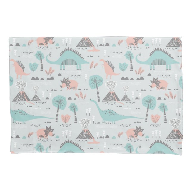Housse D'oreillers Cute Pastel Dinosaur Motif (devant)
