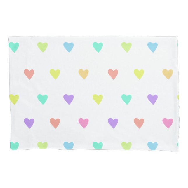 Housse D'oreillers Cute Pastel Rainbow Hearts Motif (devant)
