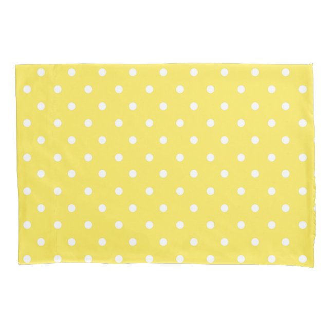 Housse D'oreillers Cute Pois jaune et blanc (devant)
