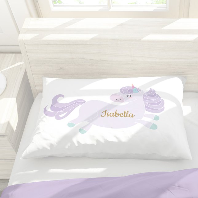 Housse D'oreillers Cute Purple Unicorn Personnalisé fille (Créateur téléchargé)