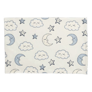 Housse D'oreillers Cute Sleeping Stars, Moons and Clouds