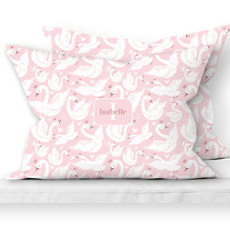 Housse D'oreillers Cute Swan Princess Motif rose Nom Monogram Girl