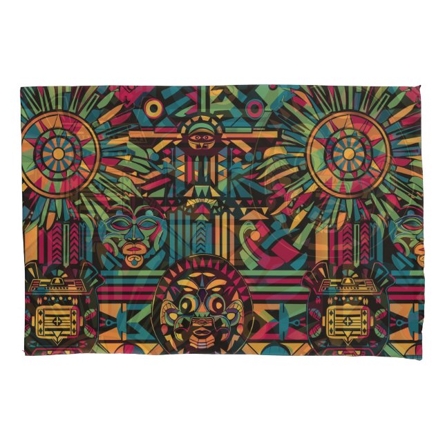 Housse D'oreillers Cyan doux "Eclipsed Suns and Pyramids" Cotton Pill (devant)