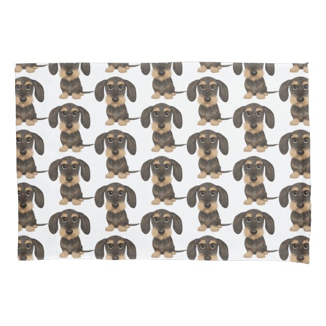 Housse D'oreillers Dachshund À poils durs| Teckel Chien mignon (devant)