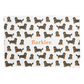 Housse D'oreillers Dachshund aux cheveux longs Personnalisé