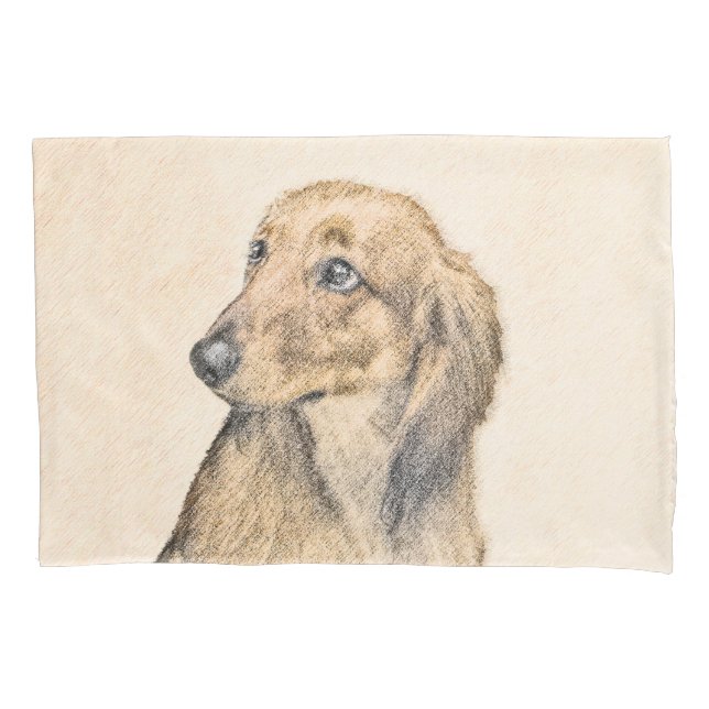 Housse D'oreillers Dachshund (Longhaerien) Peinture - Art Chien origi (devant)