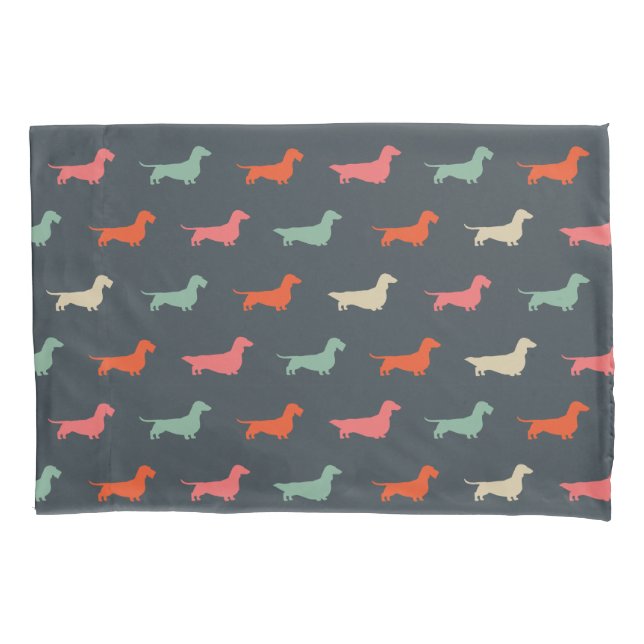 Housse D'oreillers Dachshund Silhouettes Wiener Amoureux des chiens (devant)
