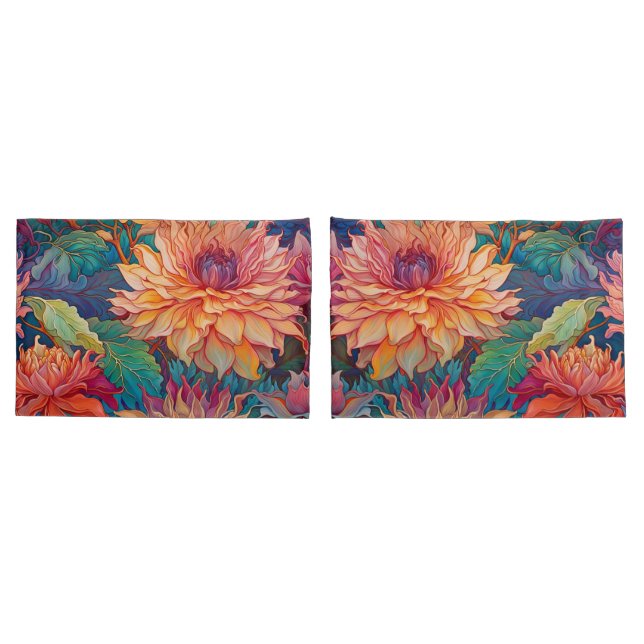 Housse D'oreillers Dahlia Tapisserie florale (Dos-Set)