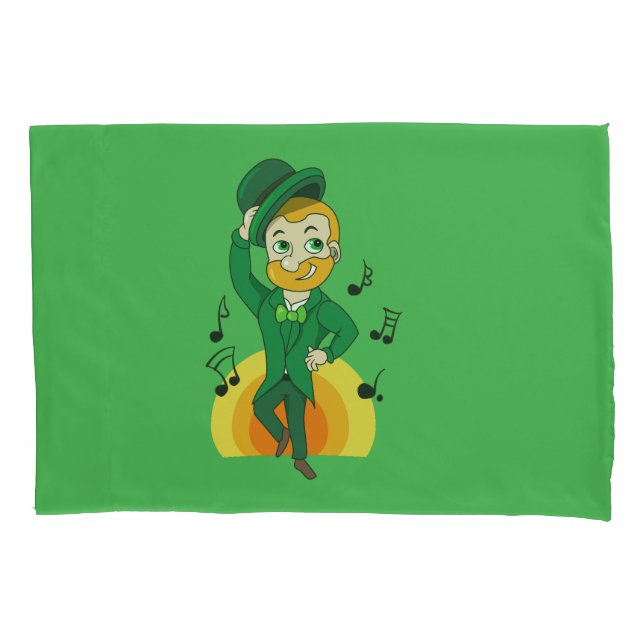 Housse D'oreillers Dancing leprechaun, dessin animé de la Saint Patri (devant)