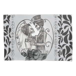 Housse D'oreillers Danse de mariage d'amoureux squelettes