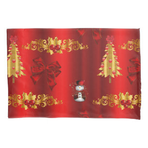 Housse D'oreillers Décorations De Noël Sur Rouge