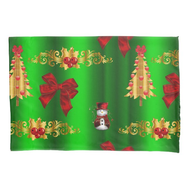 Housse D'oreillers Décorations De Noël Sur Vert (devant)