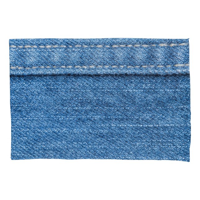Housse D'oreillers Dénim Bleu : Jeans Classique Texture. (devant)