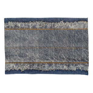 Housse D'oreillers Denim Blue Jeans : Décontracté Double Patch
