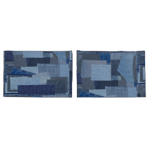 Housse D'oreillers Denim Shibori de patchwork de blue-jean de Boro