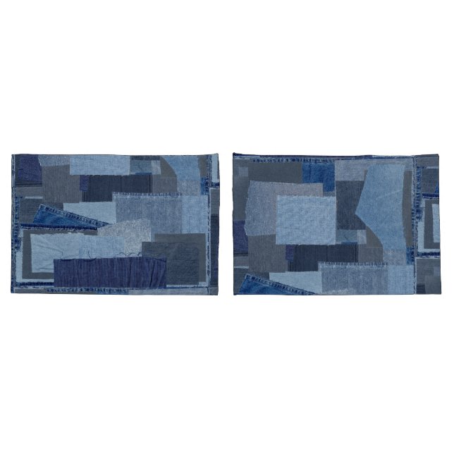 Housse D'oreillers Denim Shibori de patchwork de blue-jean de Boro (Dos-Set)